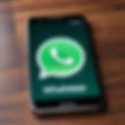 WhatsApp logo on a smartphone screen