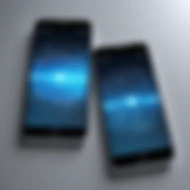 Two smartphones displaying synchronized data.