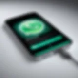 A smartphone displaying WhatsApp data transfer screen