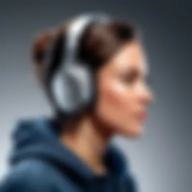 User enjoying headphones in a noisy environment