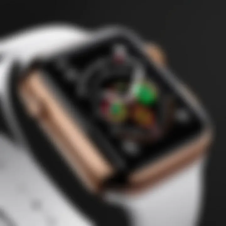 Close-up of customization options on an Apple Watch