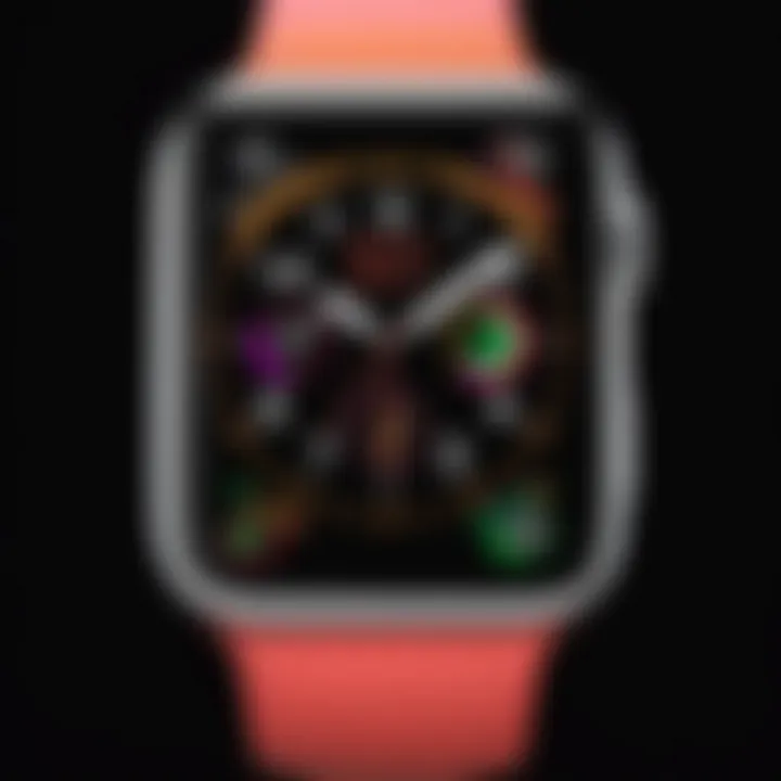 A vibrant Apple Watch displaying a colorful face