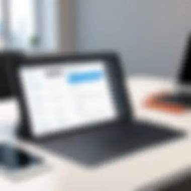 Seamless Workspace Integration An iPad connected to a laptop seamlessly extending the workspace