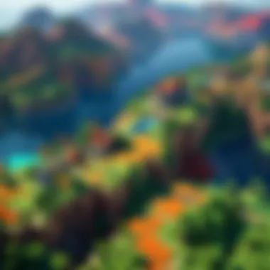 A vibrant Minecraft landscape showcasing its blocks and biomes