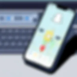 Illustration of a smartphone displaying Snapchat with a map interface