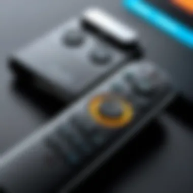 Close-up of a Firestick remote highlighting its features