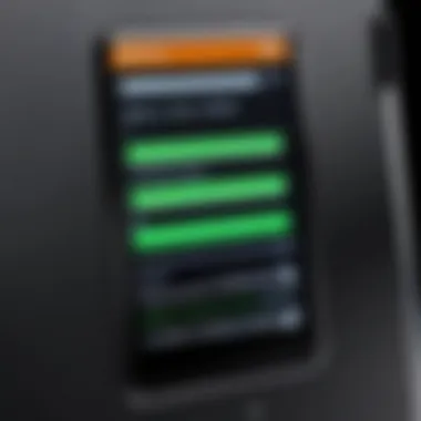 Close-up of e-book reader battery indicator