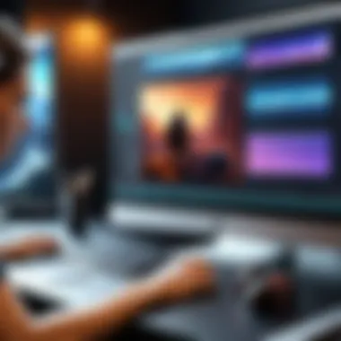 An individual editing gameplay footage on a professional video editing software.