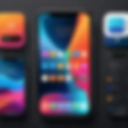 A customized iPhone home screen showcasing unique app arrangements and vibrant wallpapers.