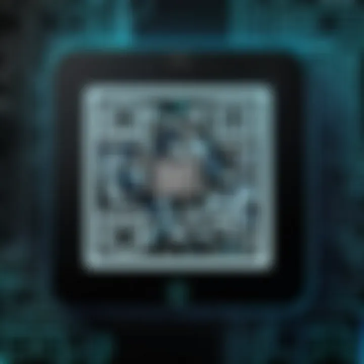 A close-up view of a QR code being decoded on an Android device