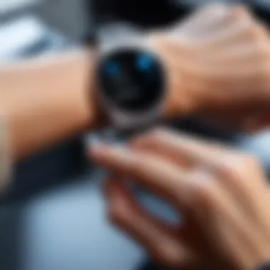 Person using Samsung Gear watch in an active setting