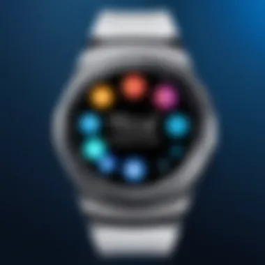 Samsung Gear watch with vibrant app interface