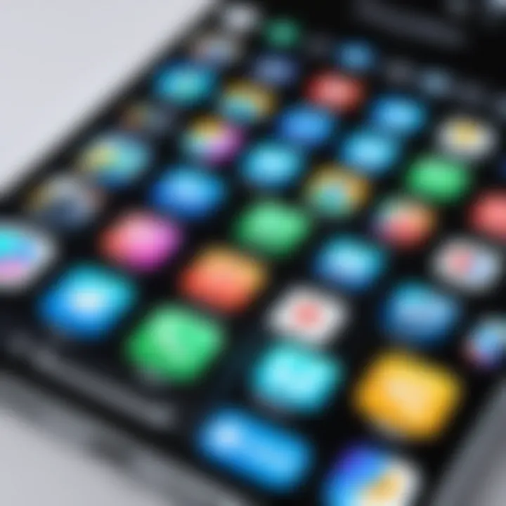 A close-up of a smartphone displaying custom app icons on the home screen.