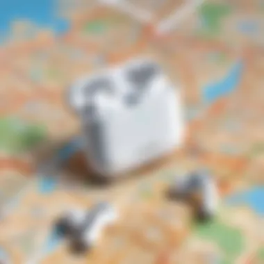 Illustration of AirPods being tracked on a map