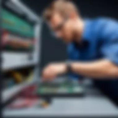Conducting Hardware Checks Technician checking hardware components