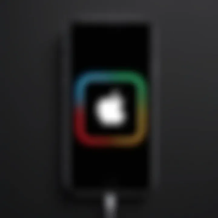 Visualization of iPhone displaying Apple logo