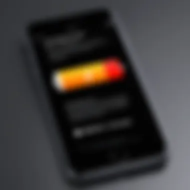 An iPhone displaying a low battery warning on the screen