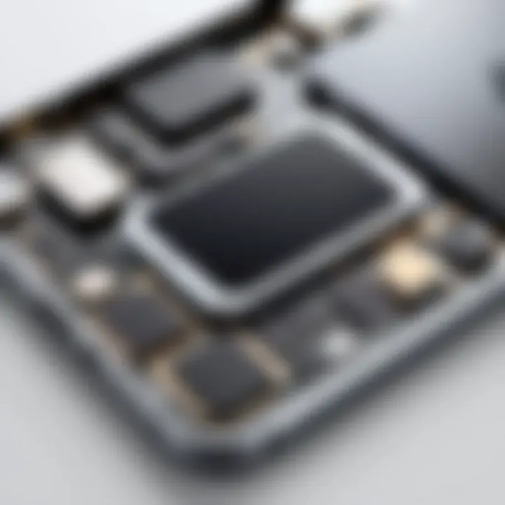 Illustration showing hardware components of an iPhone