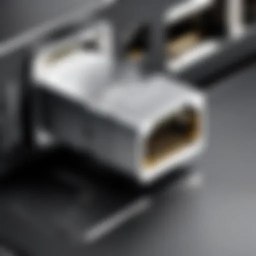 Close-up of an Ethernet port on a laptop