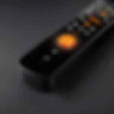 Close-up of Fire TV remote with highlighted buttons