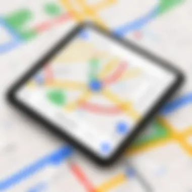 Google GPS Application Interface A detailed view of a Google GPS application interface showcasing navigation features.