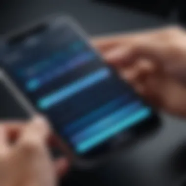 User Adjusting Equalizer Settings User adjusting equalizer settings on an iPhone