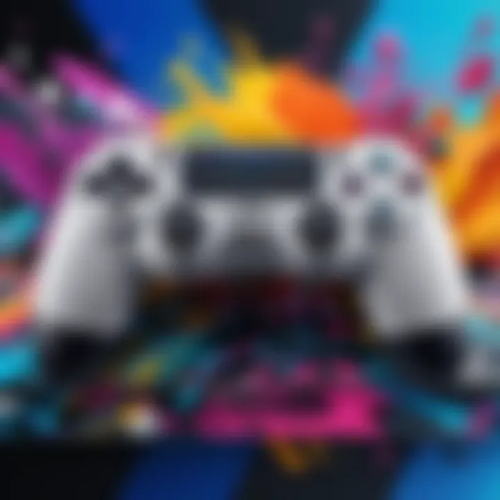 A vibrant custom skin design for a PS4 console showcasing creativity