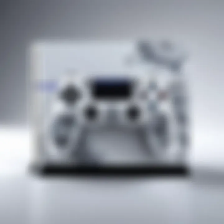 A PS4 console with a unique skin in a dynamic gaming setup